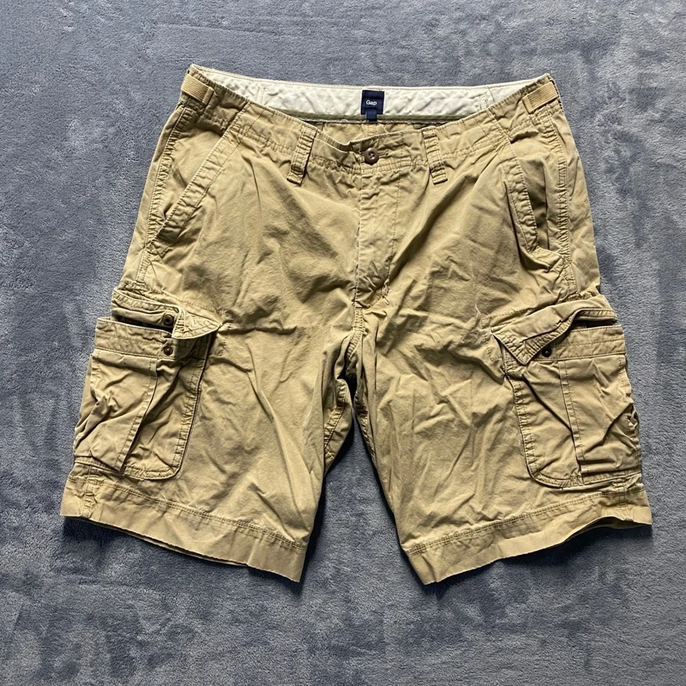 Gap Shorts Mens 34 Cargo Khaki Tan Wide Leg Utility Outdoor Baggy Made in 2010